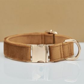 Multiple Colour Velvet Personalise Dog Collar Leash Set With Bow (Option: Coffee-XS)