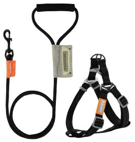 Touchdog 'Macaron' 2-in-1 Durable Nylon Dog Harness and Leash (Color: BLACK, size: large)